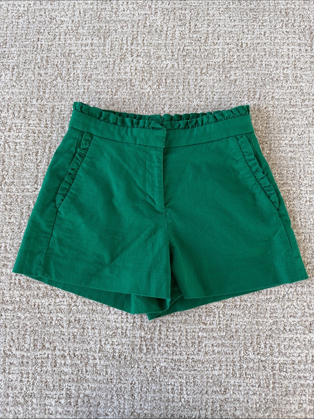 J Crew Green Womens Ruffle-Waist Shorts